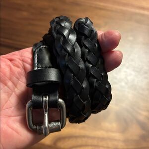 Braided Black Leather Belt